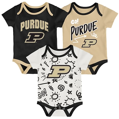 Newborn & Infant Outerstuff Purdue Boilermakers Three-Pack All Day Play Bodysuit Set