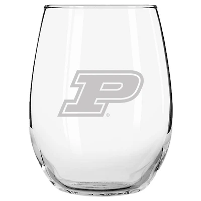Purdue Boilermakers 15oz. Etched Stemless Glass Tumbler