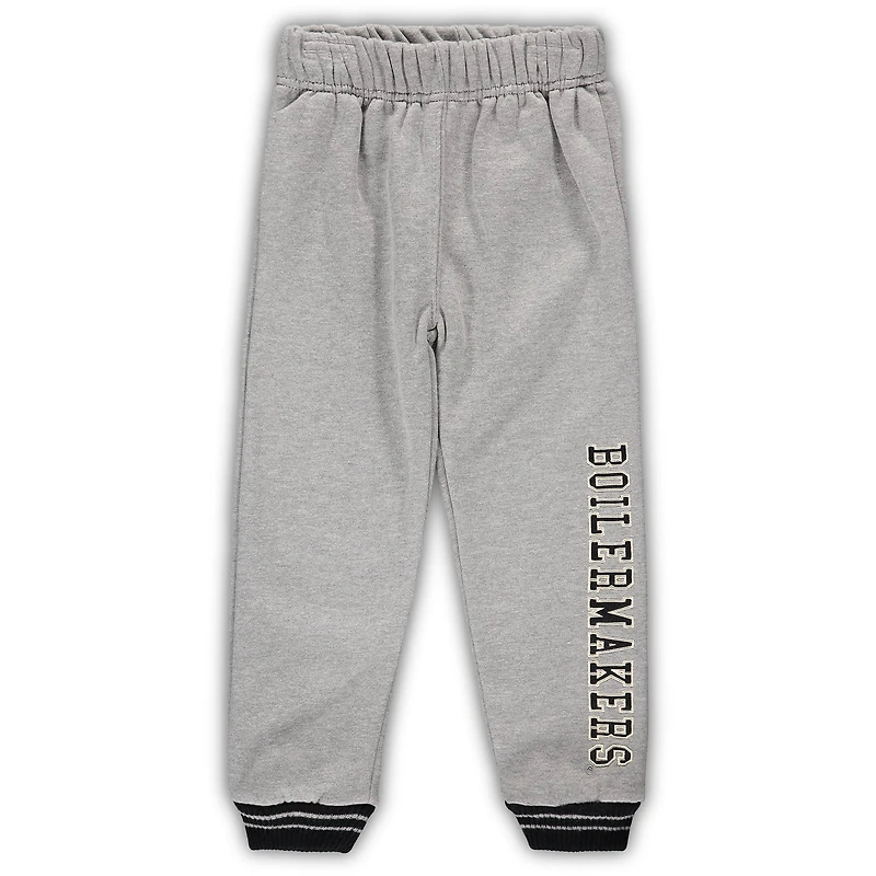 Ensemble sweat à capuche et pantalon de survêtement Purdue Boilermakers Poppies Colosseum noir/gris chiné pour tout-petit