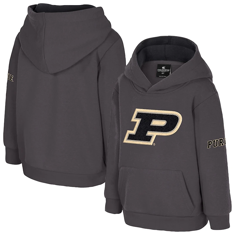 Toddler Colosseum Charcoal Purdue Boilermakers Big Logo Volume Fleece Pullover Hoodie