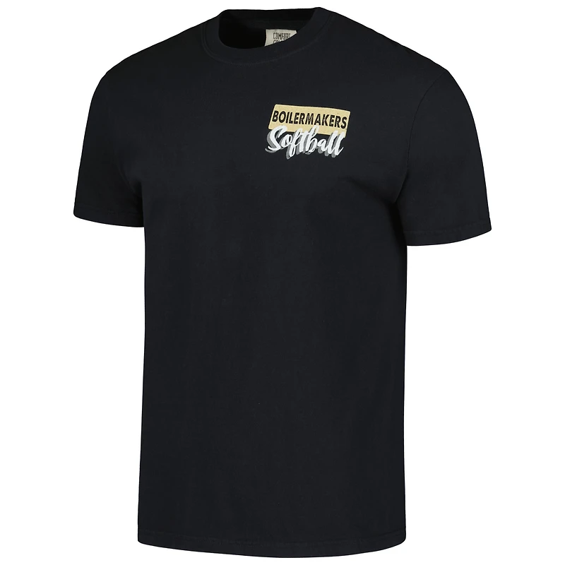 T-Shirt unisexe noir Purdue Boilermakers Gritty Softball Bats, couleurs confortables
