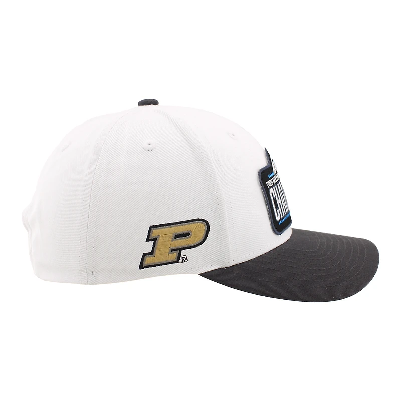 Casquette unisexe Zephyr blanche/noire Purdue Boilermakers, championne du tournoi de basketball masculin Big Ten 2026