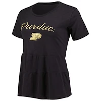 T-shirt noir à volants Purdue Boilermakers Willow pour femmes