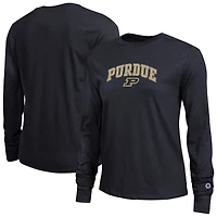 T-shirt à manches longues noir avec logo Purdue Boilermakers pour femme