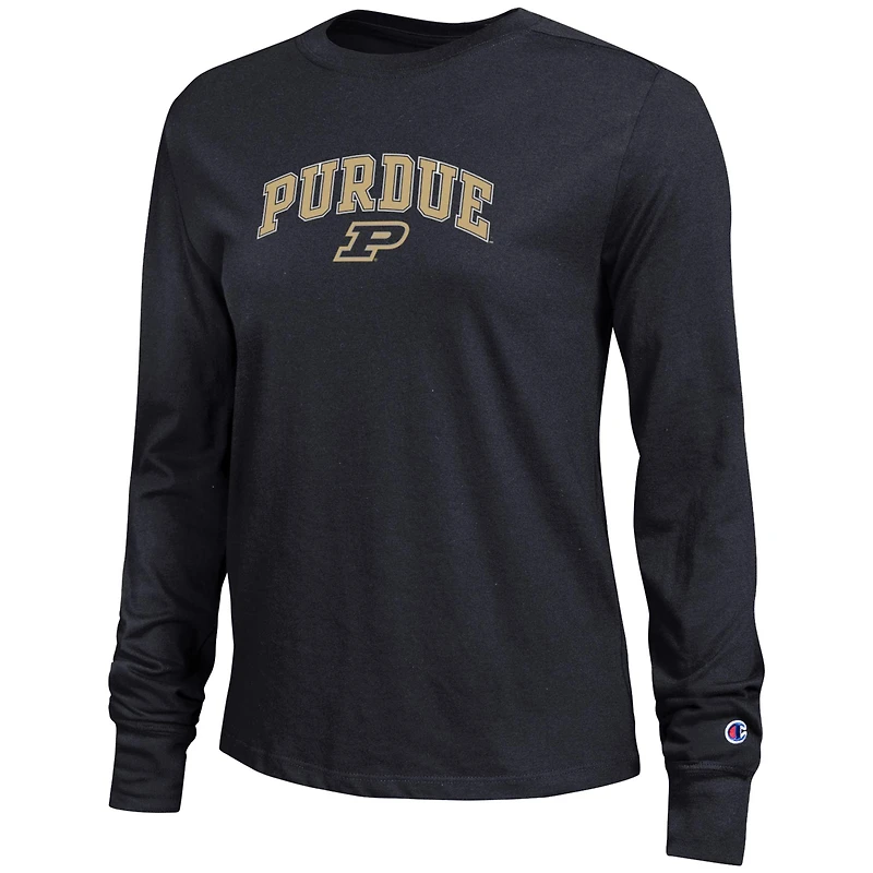 T-shirt à manches longues noir avec logo Purdue Boilermakers pour femme