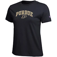 T-shirt noir Champion pour femmes, logo arqué des Purdue Boilermakers