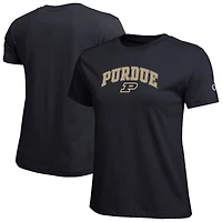 T-shirt noir Champion pour femmes, logo arqué des Purdue Boilermakers