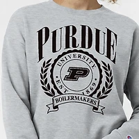 Women's Champion  Heather Gray Purdue Boilermakers Academic Crest Powerblend Crewneck Sweatshirt