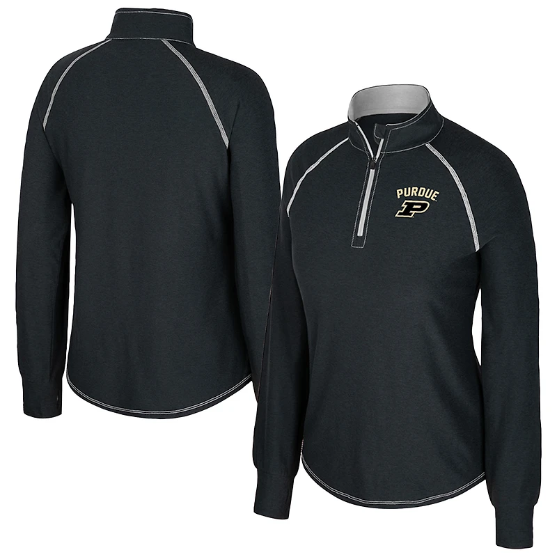 Haut raglan à fermeture éclair quart de tour Colosseum Black Purdue Boilermakers pour femme