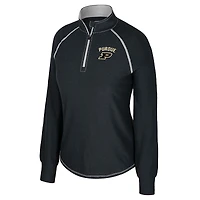 Haut raglan à fermeture éclair quart de tour Colosseum Black Purdue Boilermakers pour femme