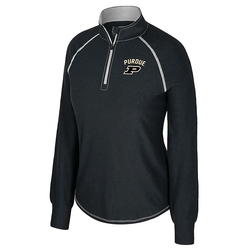 Haut raglan à fermeture éclair quart de tour Colosseum Black Purdue Boilermakers pour femme