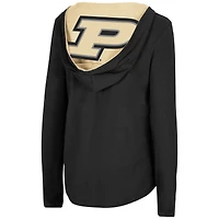 T-shirt à manches longues Colosseum pour femme noir Purdue Boilermakers Catalina Hoodie
