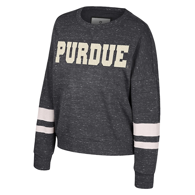 Women's Colosseum Black Purdue Boilermakers Lost City Speckle Pullover Sweatshirt