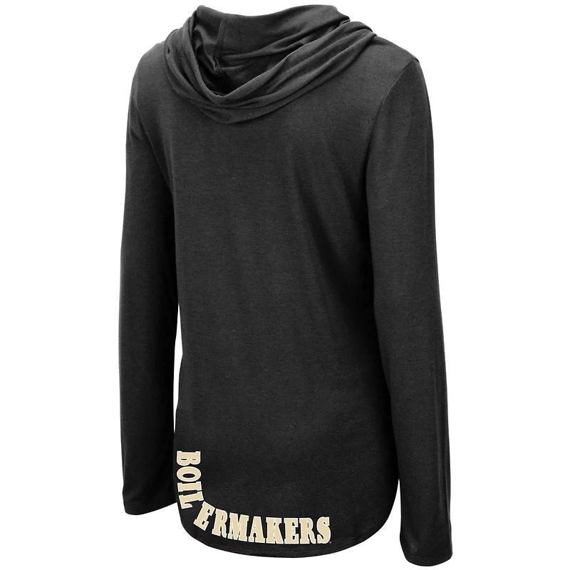 T-shirt Colosseum pour femme noir Purdue Boilermakers My Lover léger à capuche manches longues