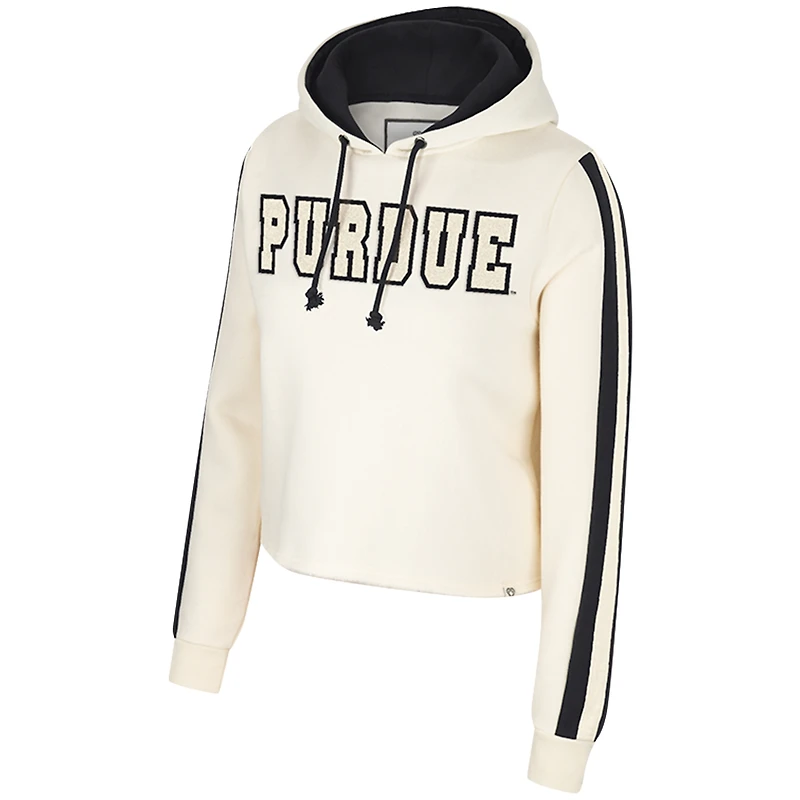 Women's Colosseum Cream Purdue Boilermakers Perfect Date Cropped Pullover Hoodie