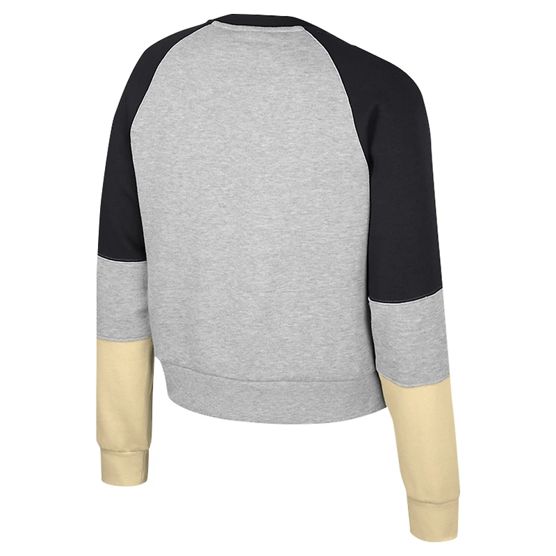 Sweat-shirt à col rond et strass Katinka pour femme Colosseum Heather Gray Purdue Boilermakers