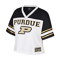 Women's Colosseum  White Purdue Boilermakers Treasure Cropped Football Jersey