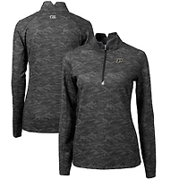 Women's Cutter & Buck Black Purdue Boilermakers Traverse Camo Quarter-Zip Pullover Top