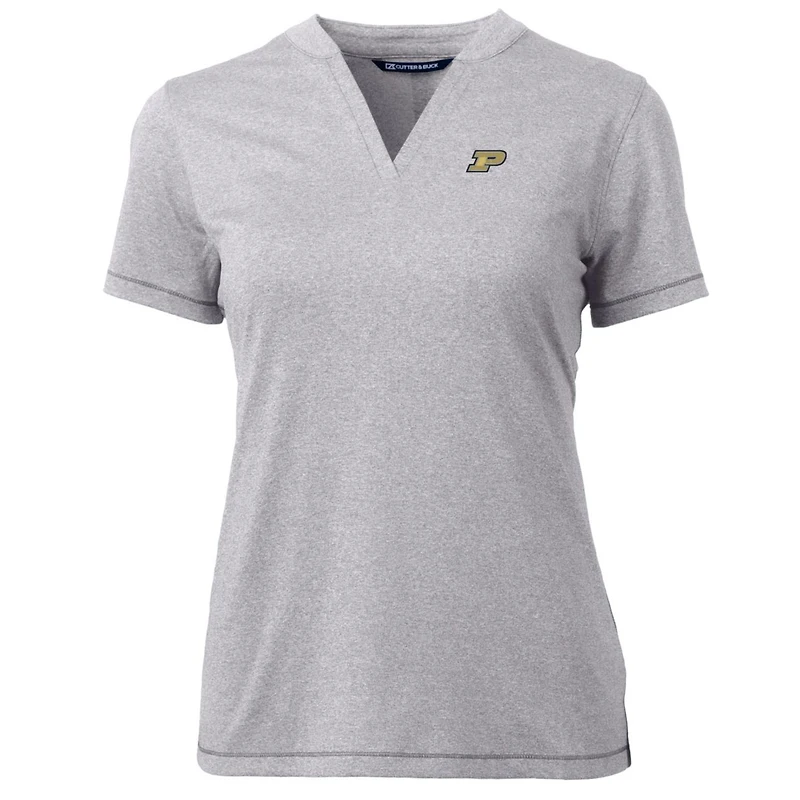 Women's Cutter & Buck Heather Gray Purdue Boilermakers Forge Blade V-Neck Top