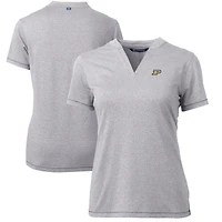 Haut à col en V Cutter & Buck gris chiné pour femme, modèle Purdue Boilermakers Forge Blade