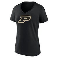 Women's Fanatics Black Purdue Boilermakers Logo V-Neck T-Shirt