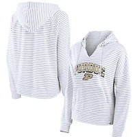 Sweat à capuche rayé Fanatics Purdue Boilermakers pour femmes, blanc, col cranté