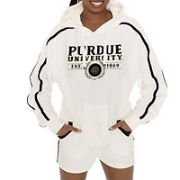 Ensemble sweat à capuche et short pour femme Gameday Couture Cream Purdue Boilermakers Down, Set, Go