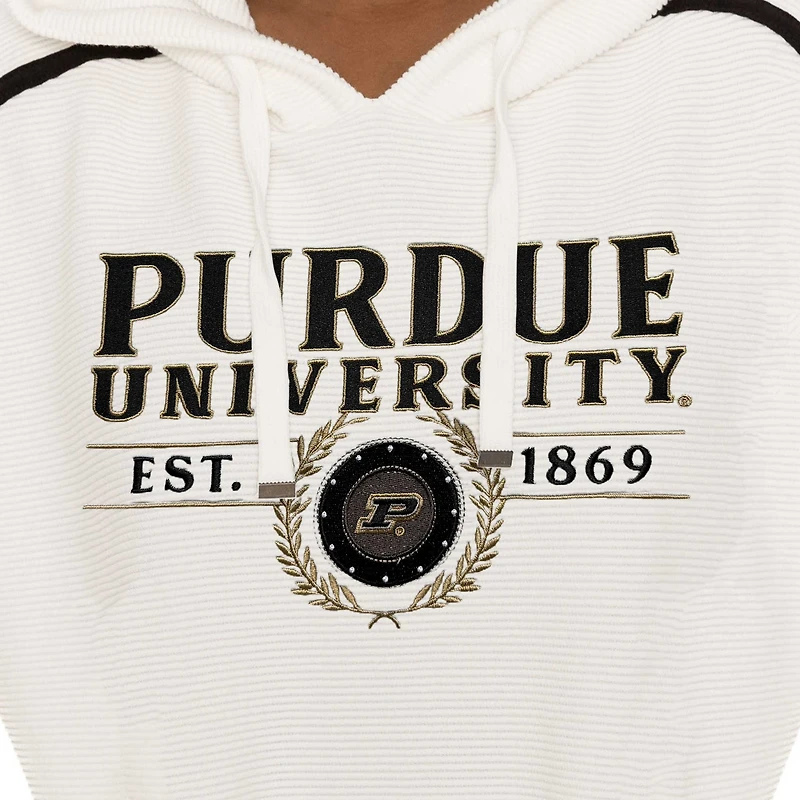 Ensemble sweat à capuche et short pour femme Gameday Couture Cream Purdue Boilermakers Down, Set, Go