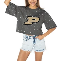 T-shirt court à strass Purdue Boilermakers Go Time pour femme Gameday Couture gris