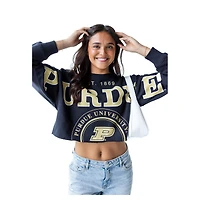 Women's Gameday Social Black Purdue Boilermakers Phipps Cropped Sweatshirt