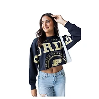 Women's Gameday Social Black Purdue Boilermakers Phipps Cropped Sweatshirt
