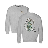 Women's  Heather Gray Purdue Boilermakers Classic Merry Christmas Tree Crewneck Sweatshirt