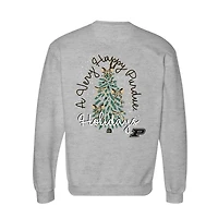 Women's  Heather Gray Purdue Boilermakers Classic Merry Christmas Tree Crewneck Sweatshirt