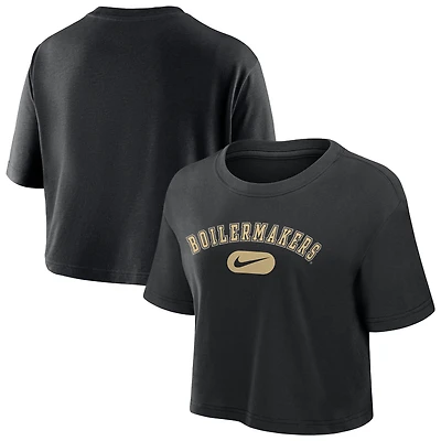 Women's Nike Black Purdue Boilermakers Dri-FIT Cropped T-Shirt