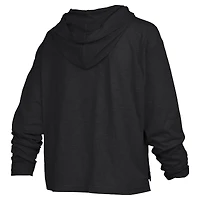 Women's Pressbox  Black Purdue Boilermakers Castillo Slub Waist Length Long Sleeve Hooded T-Shirt