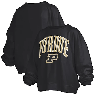 Sweat-shirt oversize noir à logo Janise de Purdue Boilermakers pour femme, longueur taille, avec Pressbox