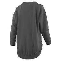 Women's Pressbox  Black Purdue Boilermakers Melange Poncho Vintage Fleece Long Sleeve Pullover Sweatshirt