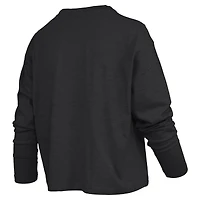 Women's Pressbox Black Purdue Boilermakers Motley Boxy Waist-Length Long Sleeve T-Shirt
