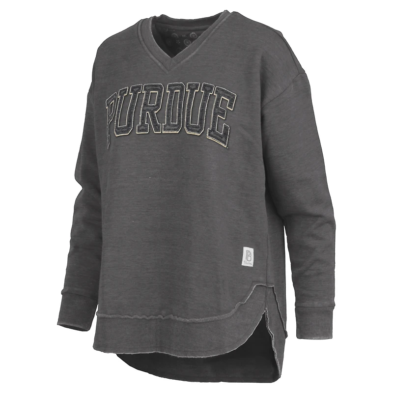 Women's Pressbox Black Purdue Boilermakers Westin Poncho V-Neck Pullover Sweatshirt
