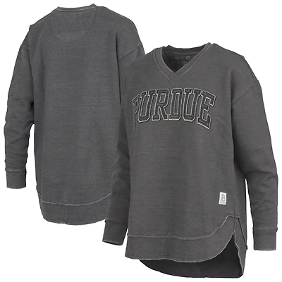 Women's Pressbox Black Purdue Boilermakers Westin Poncho V-Neck Pullover Sweatshirt