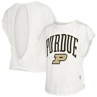Women's Pressbox  Cream Purdue Boilermakers Nelson Movement Open Back Slub T-Shirt