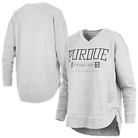 Sweat-shirt poncho à col en V Marcus East Hall de Pressbox pour femmes, gris chiné, Purdue Boilermakers