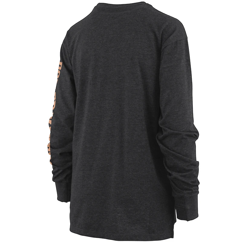 T-shirt à manches longues noir chiné Pressbox pour femmes, Purdue Boilermakers Two-Hit Canyon