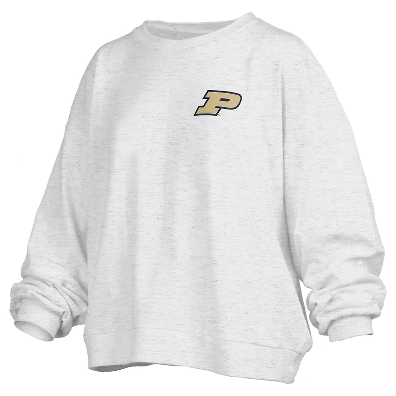 Women's Pressbox Oatmeal Purdue Boilermakers Waist Length Oversized Janise Melange Sweatshirt