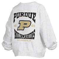 Women's Pressbox Oatmeal Purdue Boilermakers Waist Length Oversized Janise Melange Sweatshirt