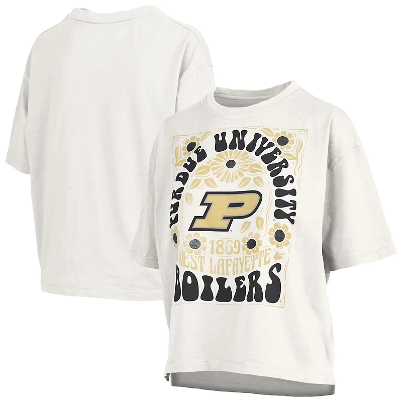 T-shirt oversize en velours flammé blanc Pressbox pour femmes, Purdue Boilermakers Harmony