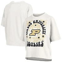 T-shirt oversize en velours flammé blanc Pressbox pour femmes, Purdue Boilermakers Harmony