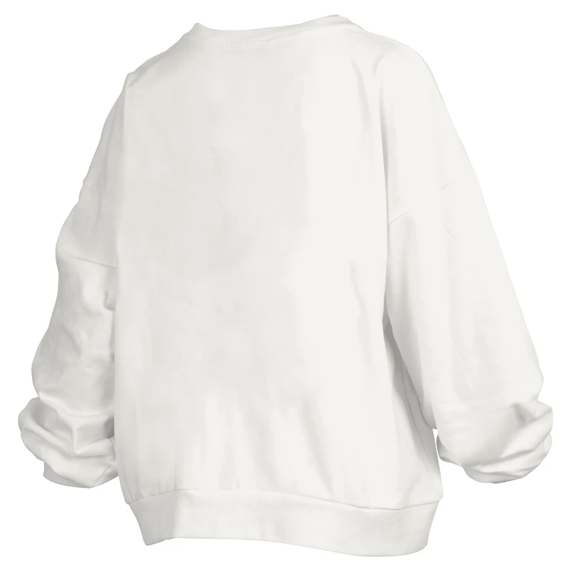 Sweat-shirt surdimensionné à logo rétro Janice Pressbox pour femme, blanc, Purdue Boilermakers