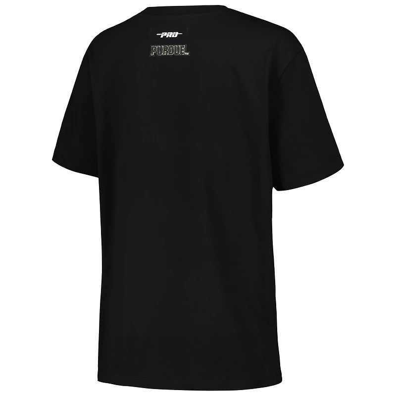 T-shirt surdimensionné petit ami Pro Standard noir Purdue Boilermakers Script Tail pour femmes