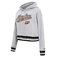 Sweat à capuche court en molleton Pro Standard Heather Grey Purdue Boilermakers Script Tail pour femmes